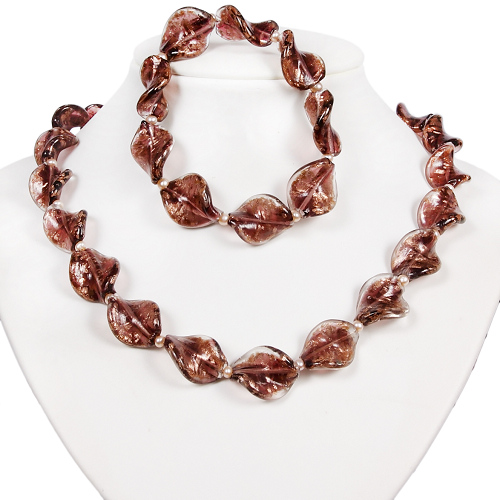 Armkette + Halskette 7007 - Süßwasserperlen & Muranoglas - zum Schließen ins Bild klicken